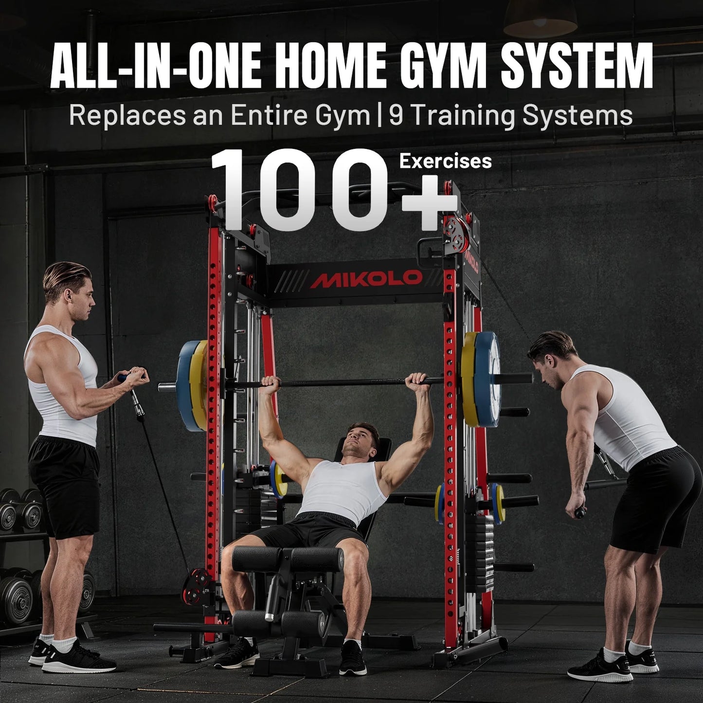 M11 Elite Smith Machine Home Gym, 2200LBS Power Rack with Cable Crossover, Functional Trainer with Dual 130 Weight Stacks, for Full Body Strength Training