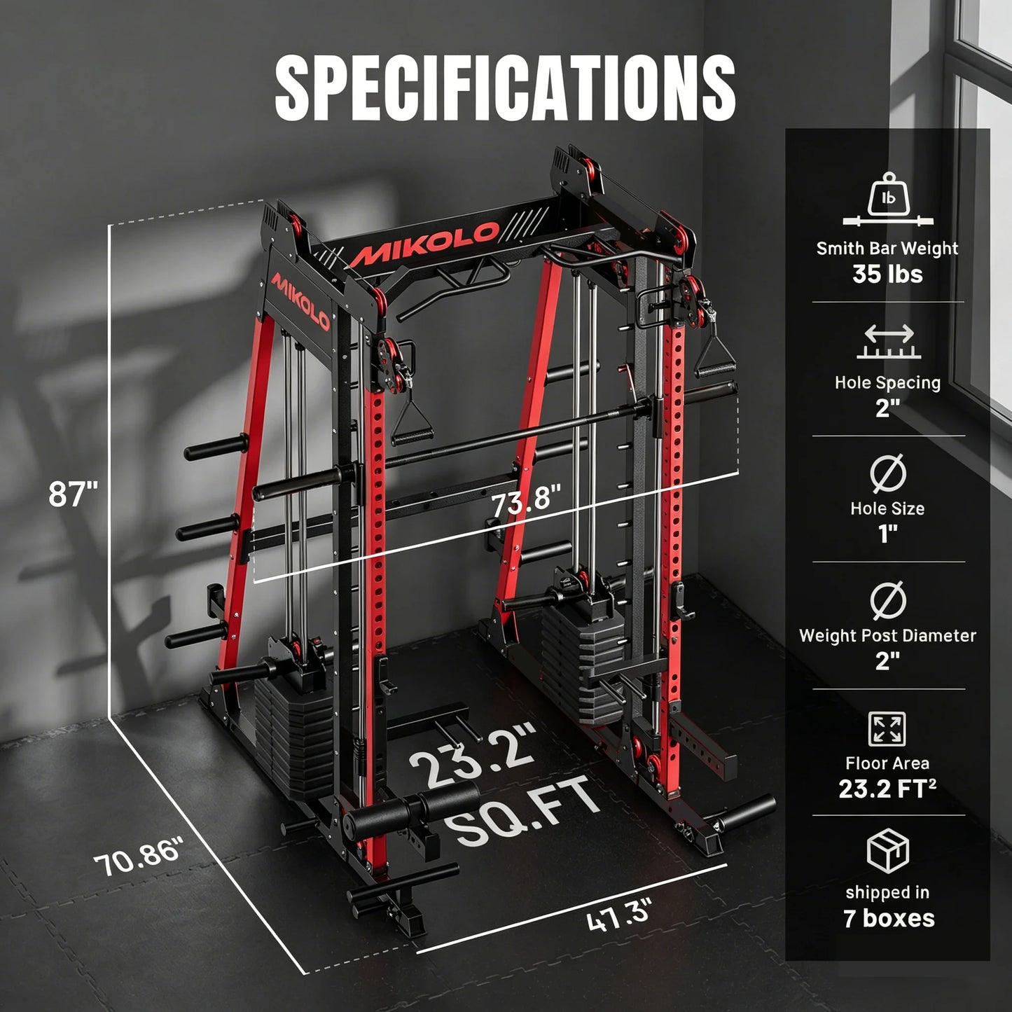 M11 Elite Smith Machine Home Gym, 2200LBS Power Rack with Cable Crossover, Functional Trainer with Dual 130 Weight Stacks, for Full Body Strength Training