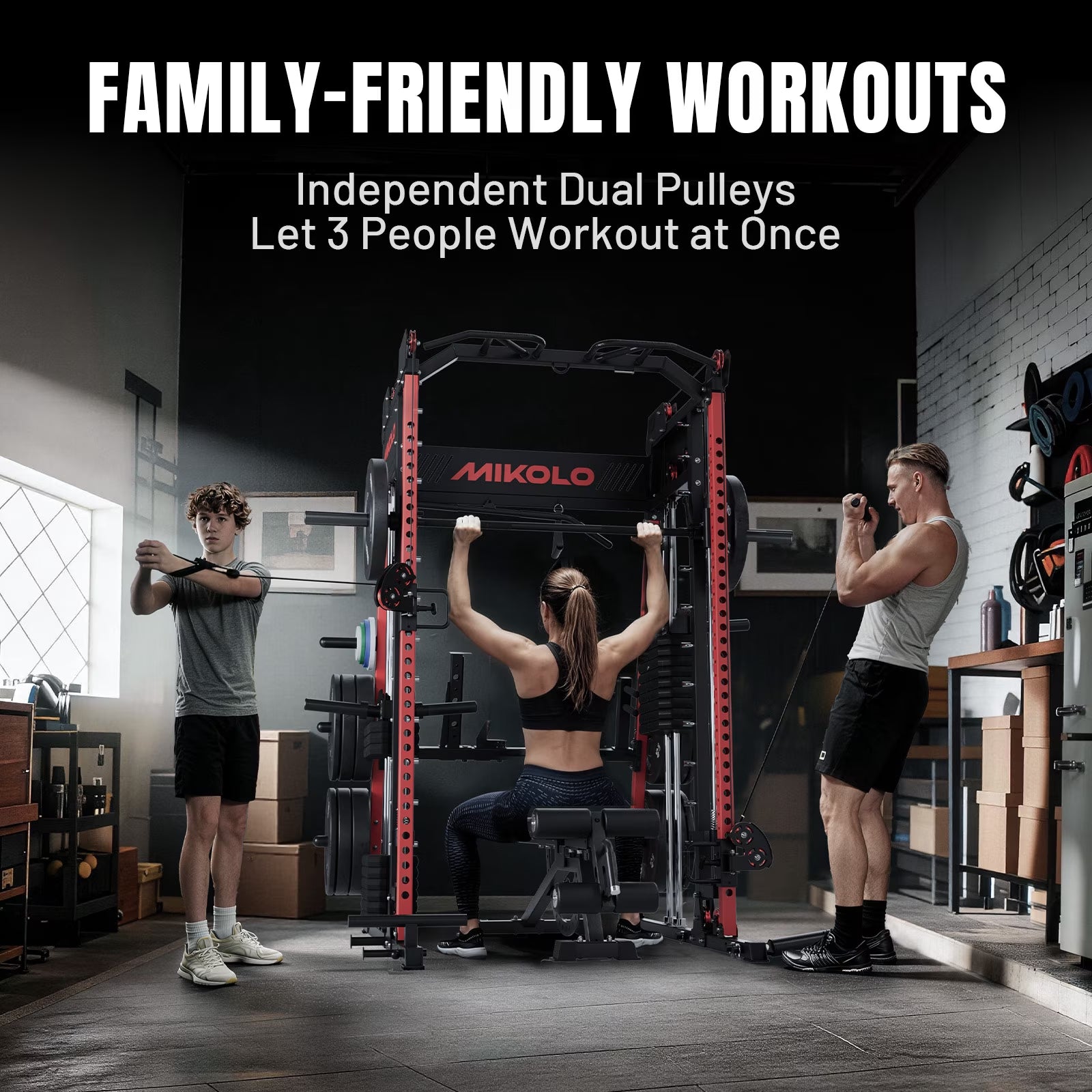 M11 Elite Smith Machine Home Gym, 2200LBS Power Rack with Cable Crossover, Functional Trainer with Dual 130 Weight Stacks, for Full Body Strength Training