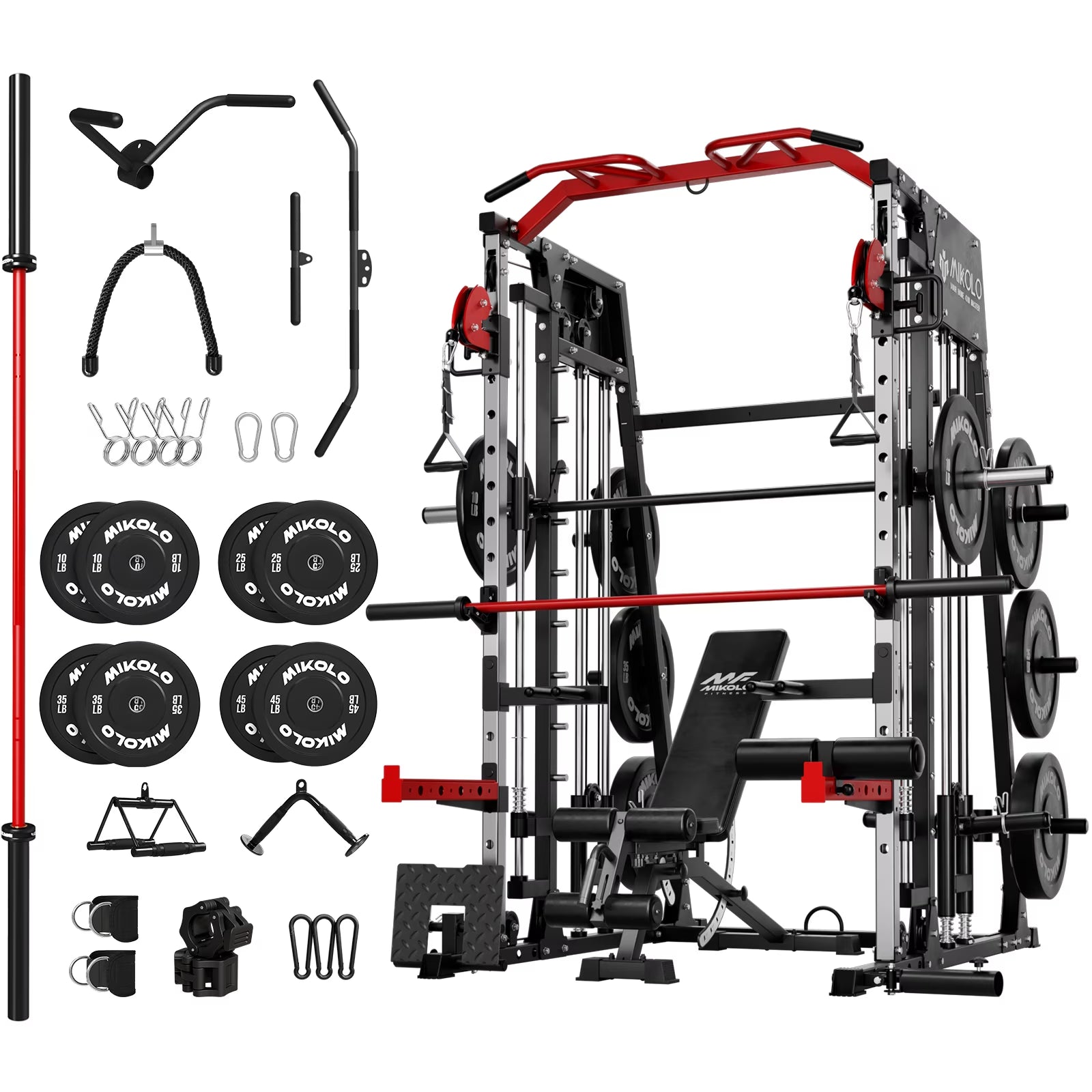 M11 Elite Smith Machine Home Gym, 2200LBS Power Rack with Cable Crossover, Functional Trainer with Dual 130 Weight Stacks, for Full Body Strength Training