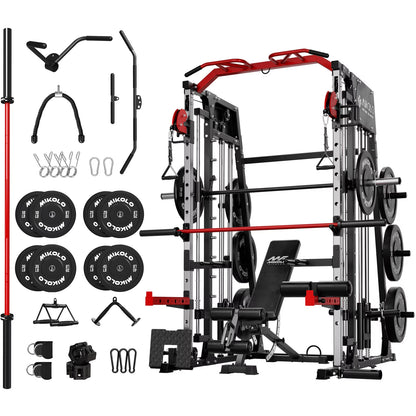 M11 Elite Smith Machine Home Gym, 2200LBS Power Rack with Cable Crossover, Functional Trainer with Dual 130 Weight Stacks, for Full Body Strength Training