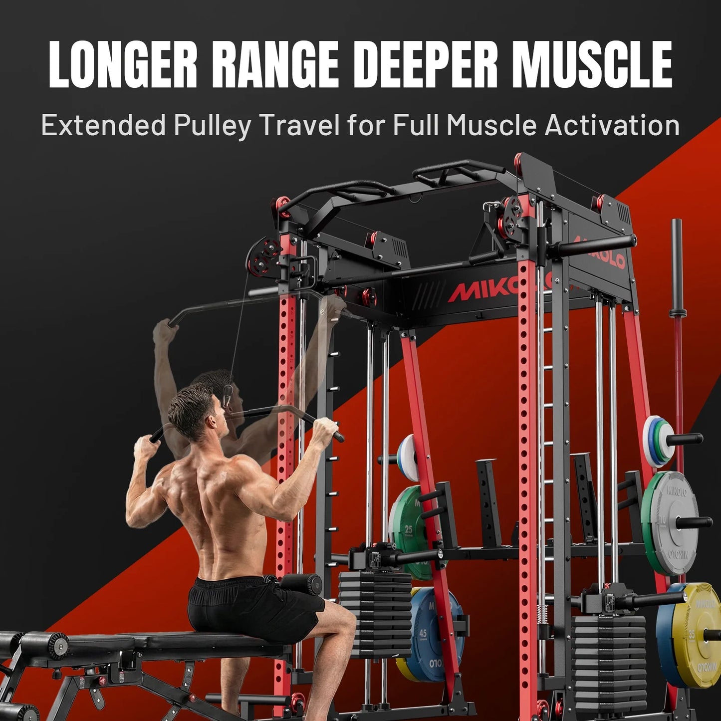 M11 Elite Smith Machine Home Gym, 2200LBS Power Rack with Cable Crossover, Functional Trainer with Dual 130 Weight Stacks, for Full Body Strength Training