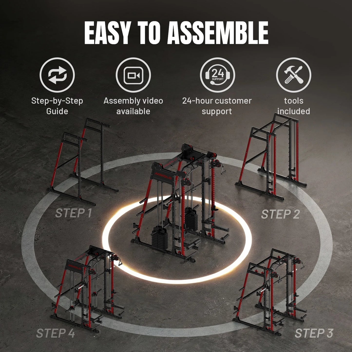 M11 Elite Smith Machine Home Gym, 2200LBS Power Rack with Cable Crossover, Functional Trainer with Dual 130 Weight Stacks, for Full Body Strength Training