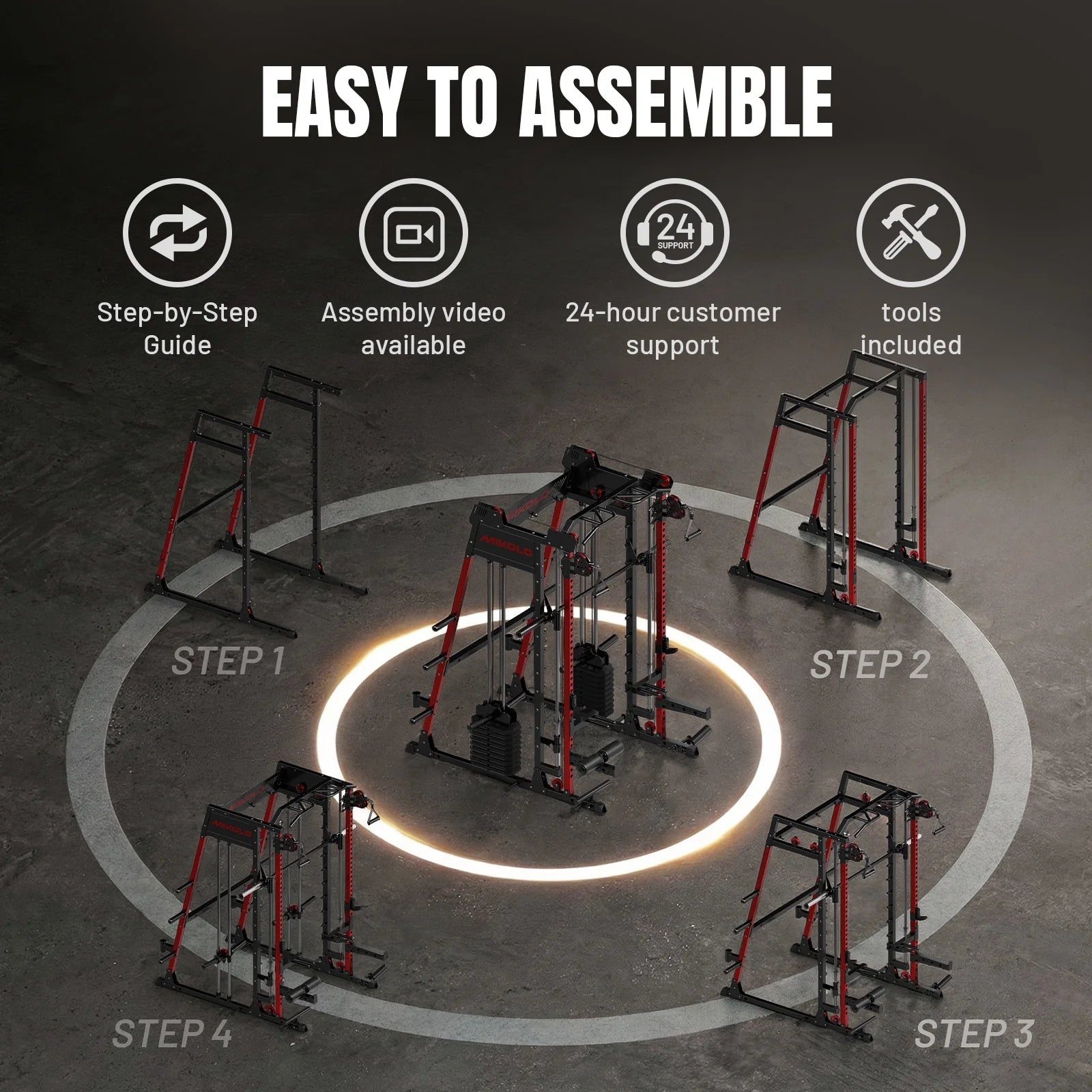 M11 Elite Smith Machine Home Gym, 2200LBS Power Rack with Cable Crossover, Functional Trainer with Dual 130 Weight Stacks, for Full Body Strength Training