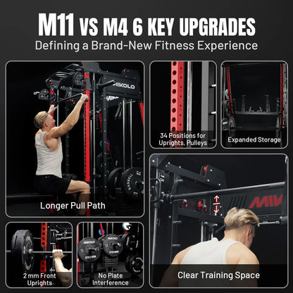 M11 Elite Smith Machine Home Gym, 2200LBS Power Rack with Cable Crossover, Functional Trainer with Dual 130 Weight Stacks, for Full Body Strength Training